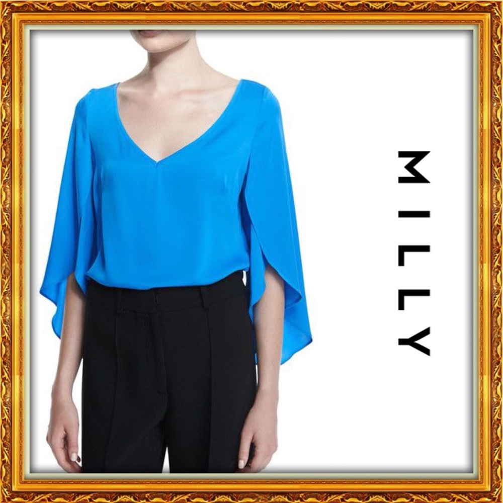 NWT | Milly Butterfly-Sleeve V-Neck Blouse!!